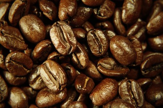 Closeup of roasted coffee beans