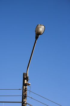 lamp post on blue sky ; electricity industry