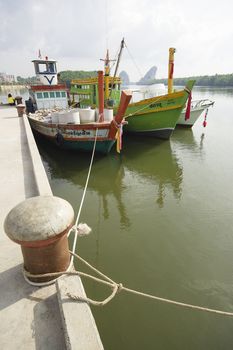 Krabi port with boat