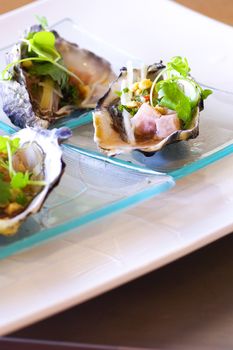 Oyster luxury on dish