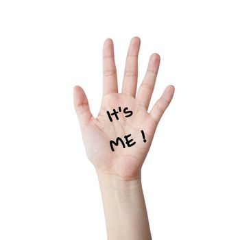 Hand with It's me text