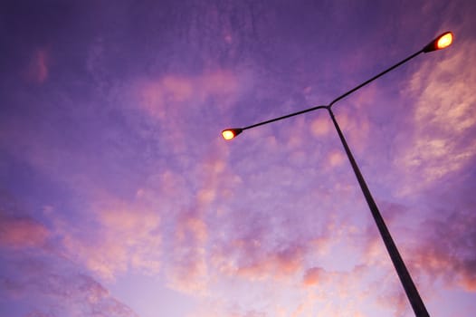 twilight sky with road lighting