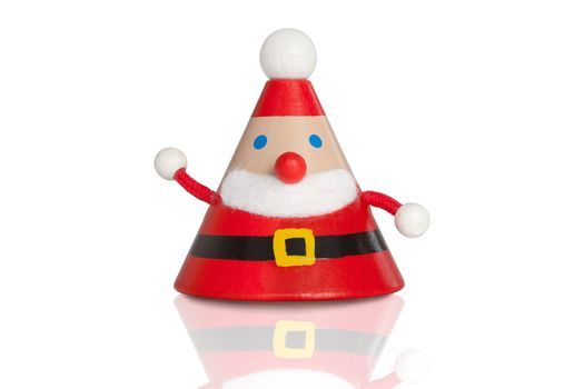 Christmas. Santa claus wooden figure isolated on white background with clipping path. Xmas concept.