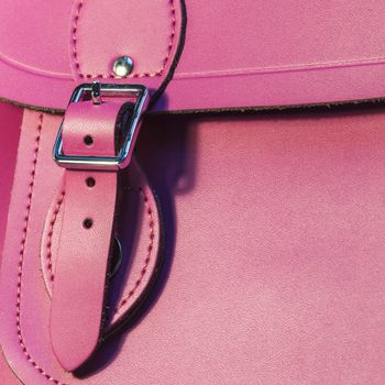 Pink leather bag closeup