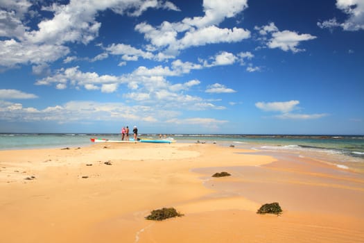 Toowoon Bay, Australia - December 10, 2013; Kayakers at the Toowoon Bay reefs, Central Coast, Australia on a beautiful summer day.