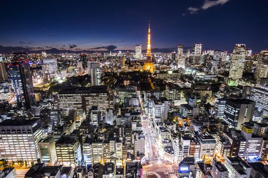 Tokyo cityspace sunset view