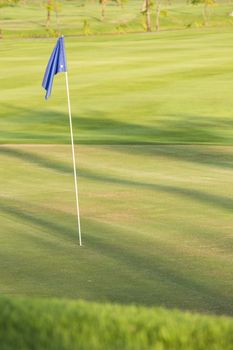 Green field golf with flag