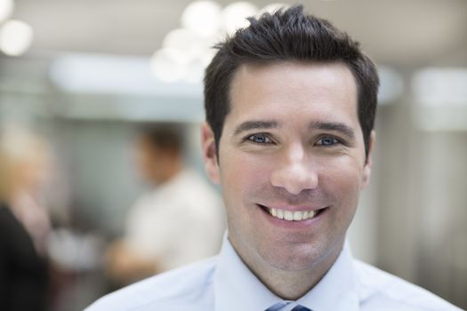 Woman man smiling business team desk