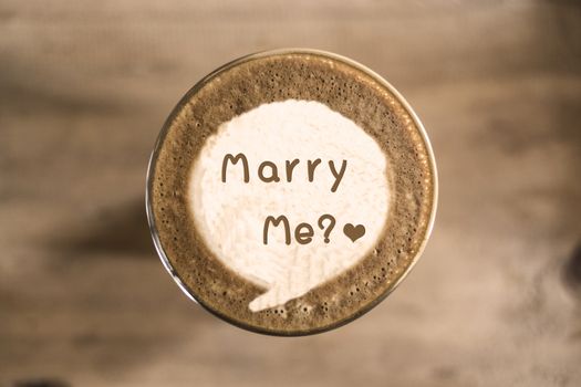 Marry me on Coffee latte art concept