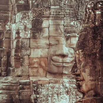 Bayon face Angkor Thom, Siem Reap, Cambodia.