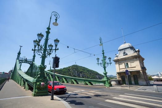 View of Liberty Bridge over Danube, Budapest, Hungary
