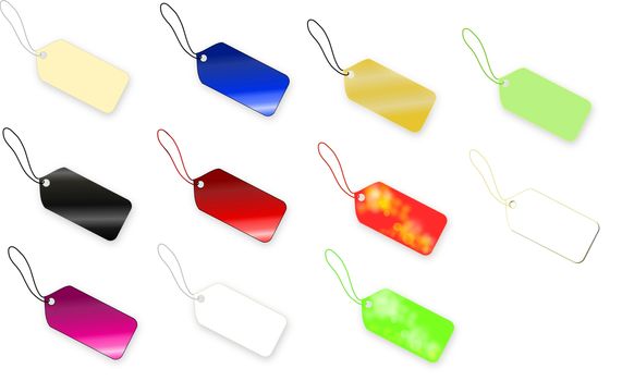 Set of multi colored tag on white background for sale discounts