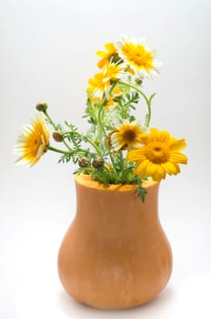 Homemade Pumpkin bucket with wildflowers 