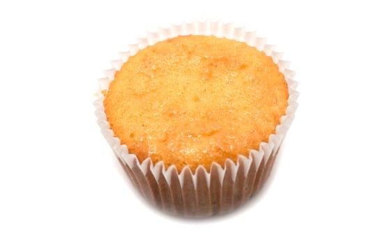 Fresh homemade baked muffin on white background