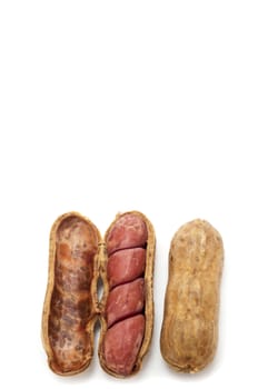 Boiled peanuts in shell on white background