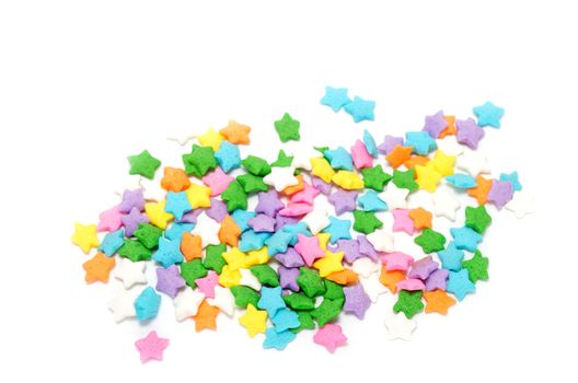 Multi colors stars candy on white background