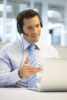 Male business talk computer laptop