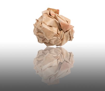 Lump crumpled paper isolate on white background