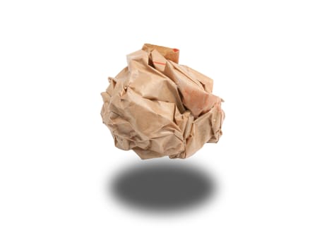 Lump crumpled paper isolate on white background