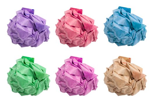 Lump crumpled paper isolate on white background