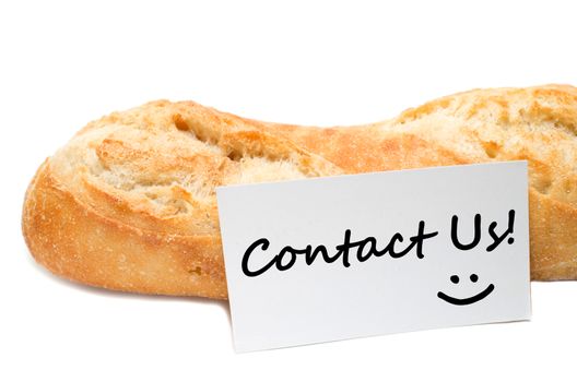 Contact Us concept from a bakery on white background
