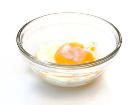 boiled eggs in cups isolated on white background