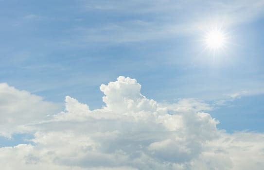 The sun and clouds bright a sky