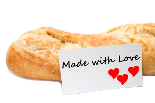 Love concept from a bakery on white background