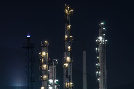 Oil refinery plant at dusk, power station