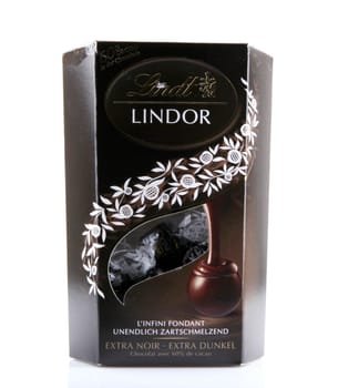 AYTOS, BULGARIA - APRIL 02, 2014: Milk Chocolate LINDOR truffle. Lindt & Spr��ngli is recognized as a leader in the market for premium quality chocolate.