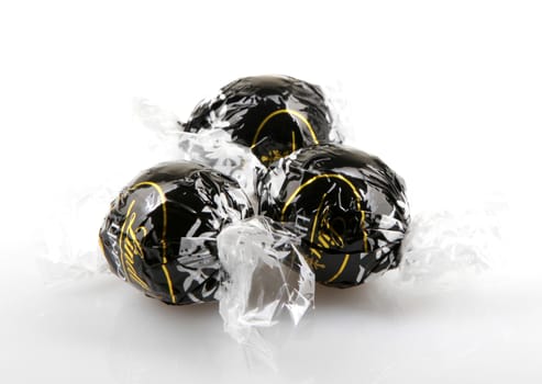 AYTOS, BULGARIA - APRIL 02, 2014: Milk Chocolate LINDOR truffle. Lindt & Spr��ngli is recognized as a leader in the market for premium quality chocolate.
