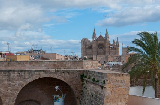 City view with La Seu cathedral, Palma de Mallorca, Balearic islands, Spain
