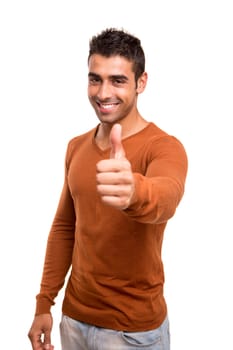 Smiling guy showing thumbs UP