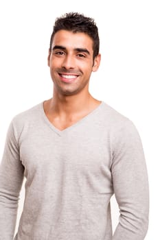 Smiling guy posing over white background