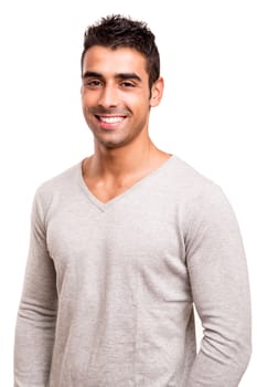 Smiling guy posing over white background