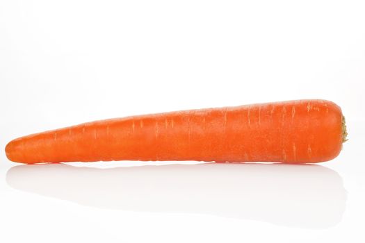 Single carrot isolated over white background.