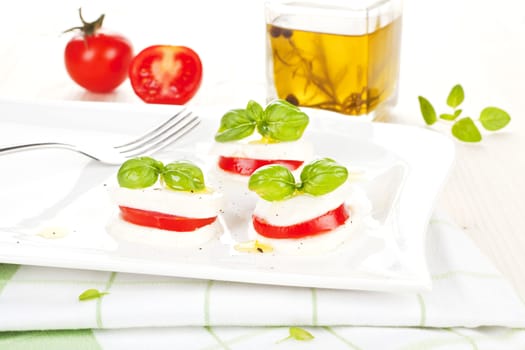 Caprese. Tomato and mozzarella. Traditional italian food. 