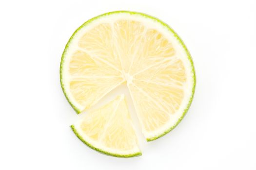 Lime slice pie chart isolated. Fresh business concept.