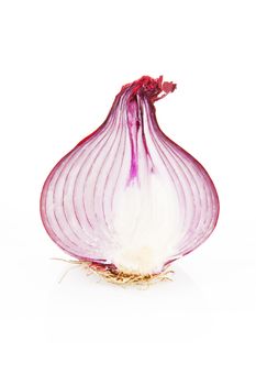 Purple onion section isolated on white background.