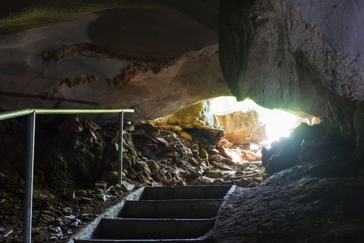 cave and stone walkway to the exit