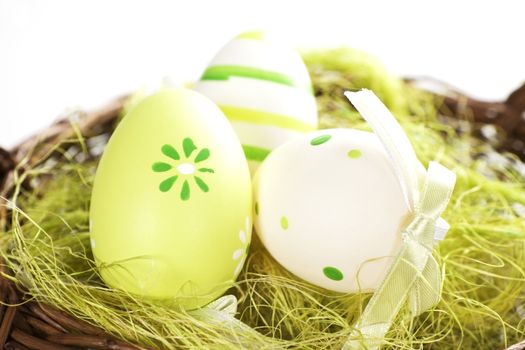 Natural easter eggs background.