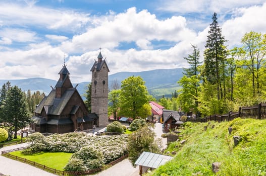 Old, wooden, Norwegian temple Wang in Karpacz, Poland