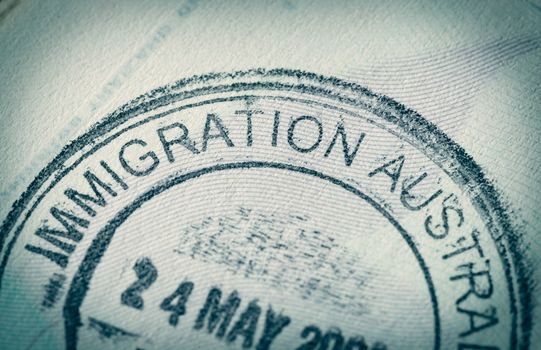 Passport stamp for travel concept background