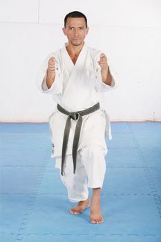 Black Belt Karate man doing his kata