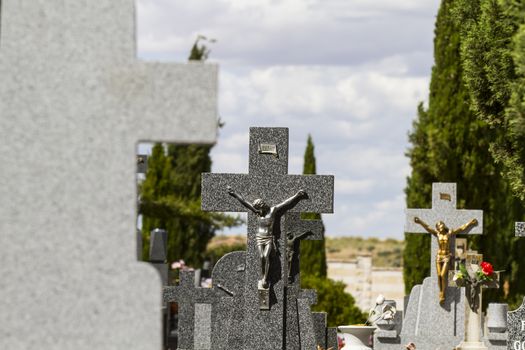 old cemetery with graves in Spanish holy place