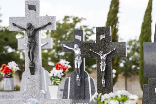 old cemetery with graves in Spanish holy place