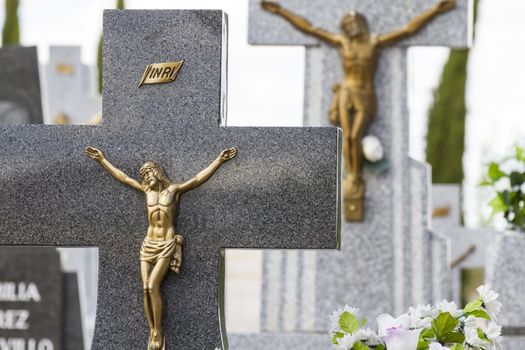 old cemetery with graves in Spanish holy place