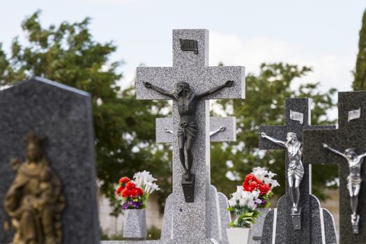 old cemetery with graves in Spanish holy place