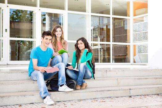 Young group of students in school campus