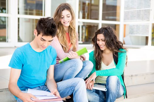 Young group of students in school campus